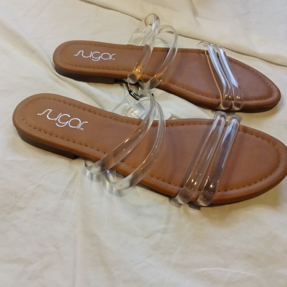 SUGAR WOMENS CLEAR STRAPPY BILAL SANDALS SZ M  7.5 - Picture 9 of 9
